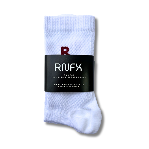 Burgundy and White Running Socks