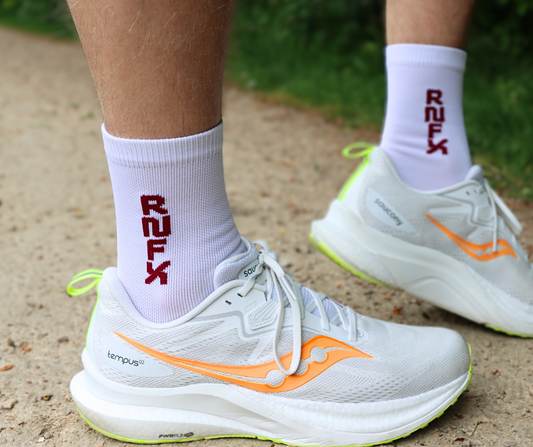 Burgundy and White Running Socks