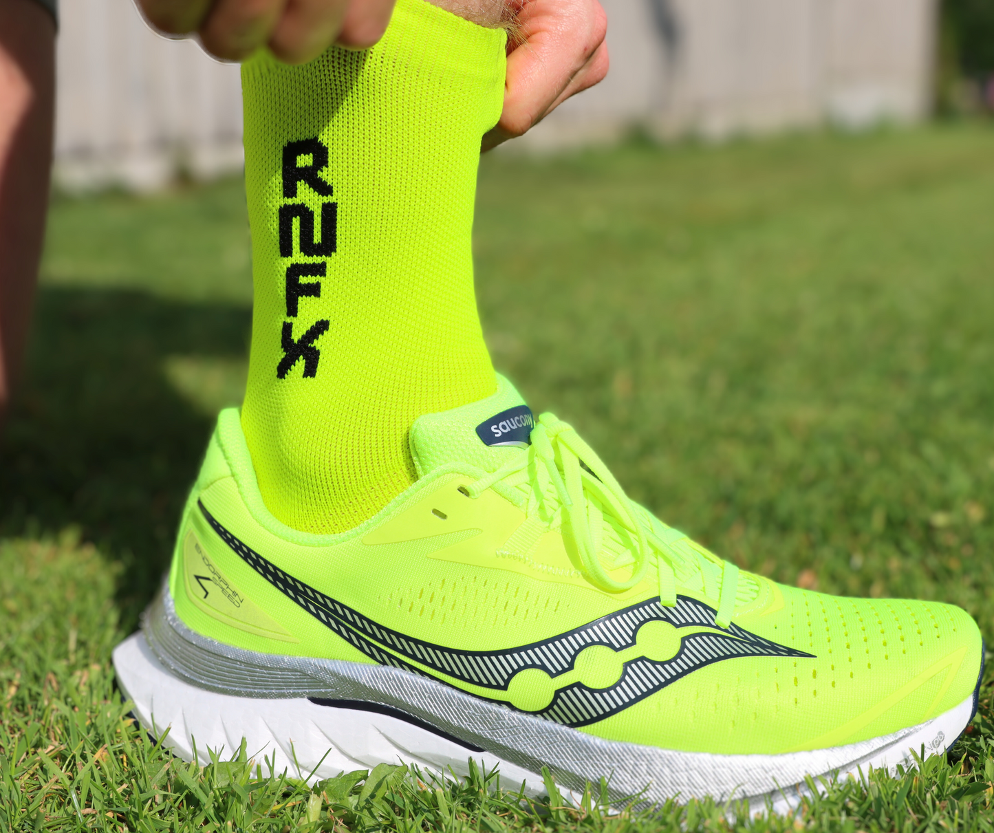 Neon Yellow Running Sock